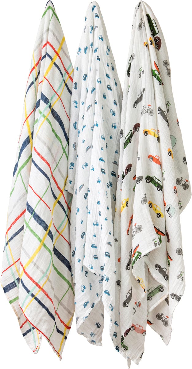 Little Unicorn Cotton Muslin Swaddle 3-Pack - Traffic Jam - UB0005