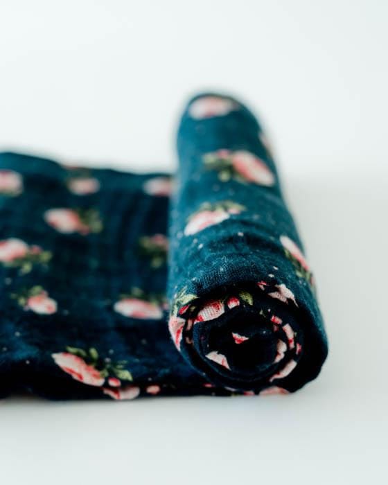 Little Unicorn Cotton Muslin Swaddle - Midnight Rose - UB0180