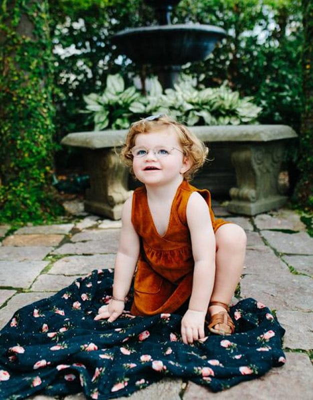 Little Unicorn Cotton Muslin Swaddle - Midnight Rose - UB0180