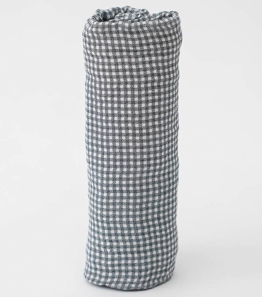 Little Unicorn Cotton Muslin Swaddle - Navy Micro Gingham - UB01A5