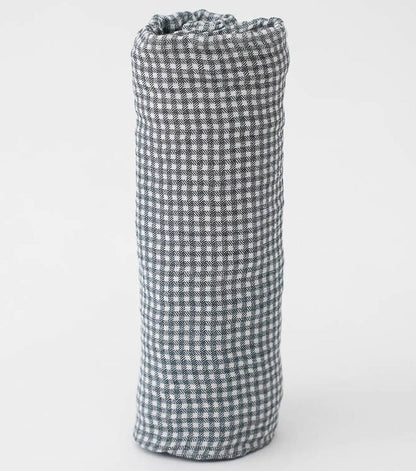 Little Unicorn Cotton Muslin Swaddle - Navy Micro Gingham - UB01A5