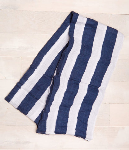 Little Unicorn Cotton Muslin Swaddle - Navy Stripe - UB0103