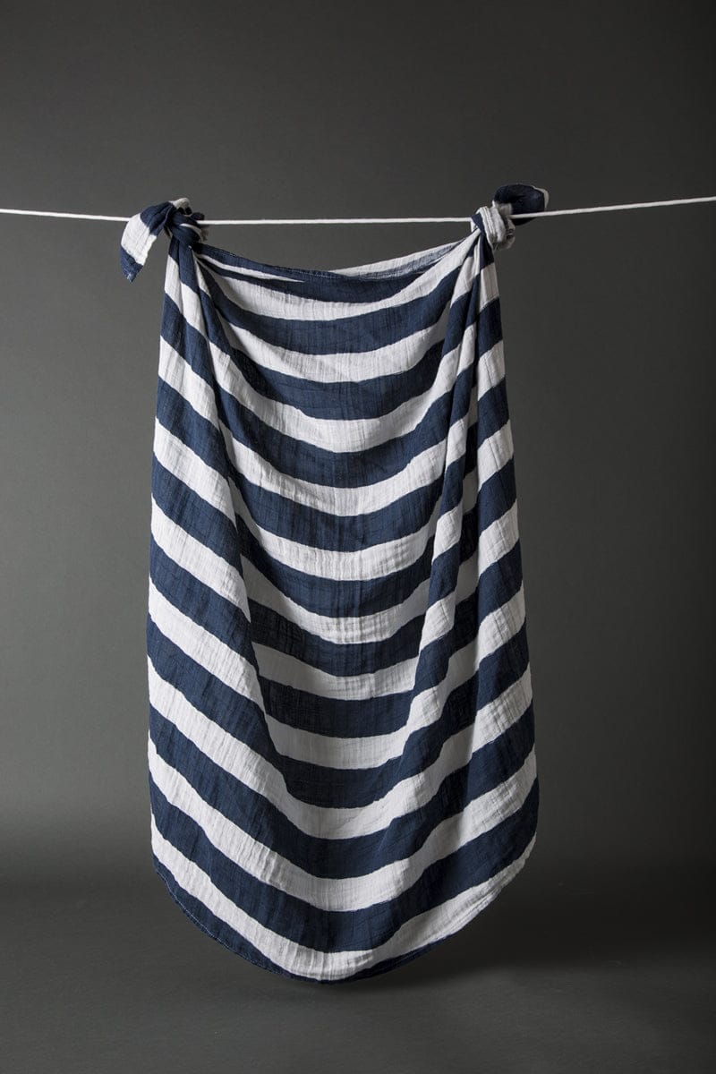 Little Unicorn Cotton Muslin Swaddle - Navy Stripe - UB0103