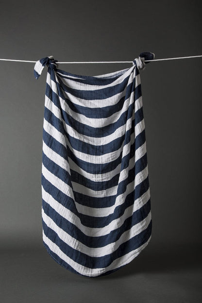 Little Unicorn Cotton Muslin Swaddle - Navy Stripe - UB0103