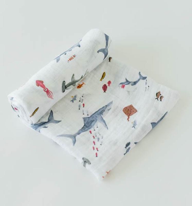 Little Unicorn Cotton Muslin Swaddle - Shark - UB0171