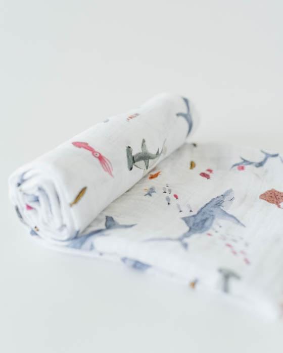 Little Unicorn Cotton Muslin Swaddle - Shark - UB0171