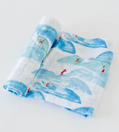 Little Unicorn Cotton Muslin Swaddle - Surf - UB0177