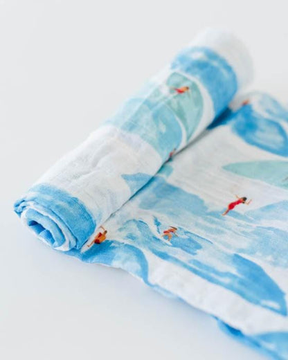 Little Unicorn Cotton Muslin Swaddle - Surf - UB0177