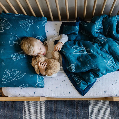 Little Unicorn Cotton Muslin Toddler Bedding 3 Piece Set - Blast Off - UB3005