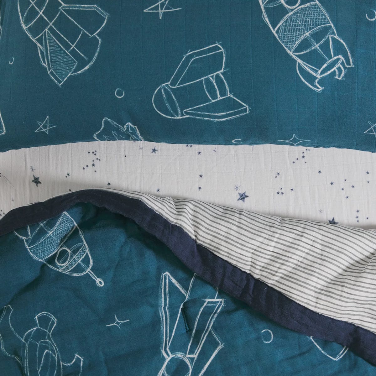 Little Unicorn Cotton Muslin Toddler Bedding 3 Piece Set - Blast Off - UB3005