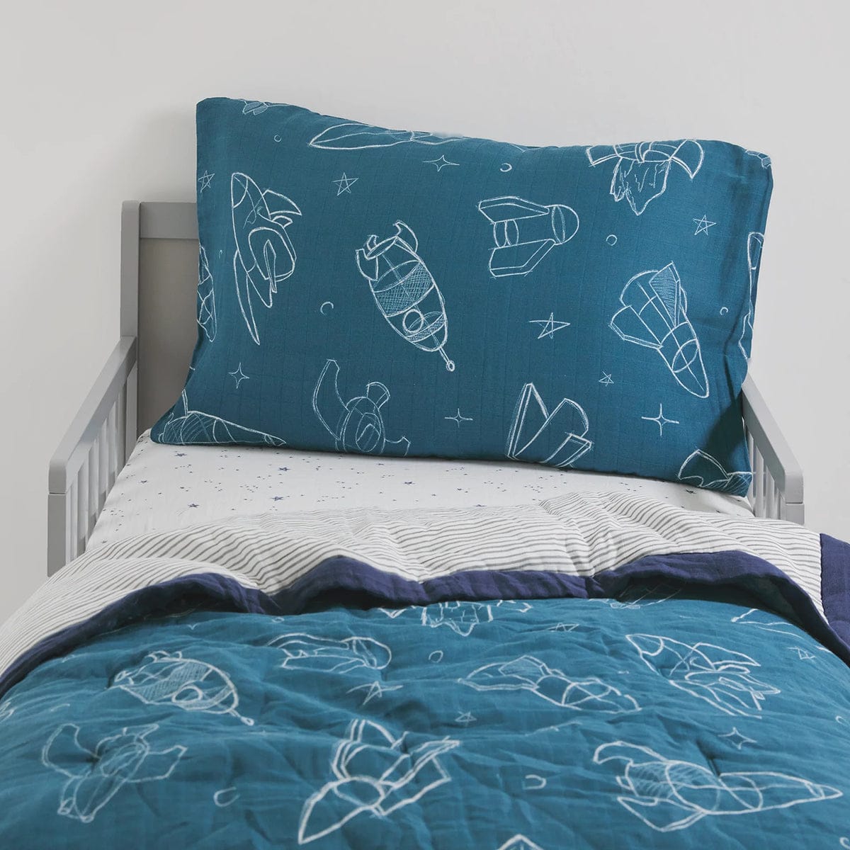 Little Unicorn Cotton Muslin Toddler Bedding 3 Piece Set - Blast Off - UB3005