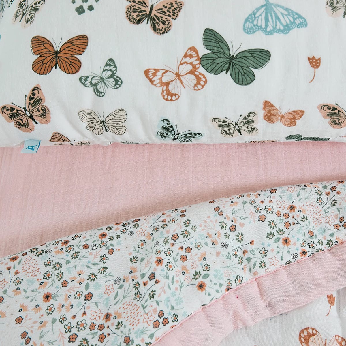 Little Unicorn Cotton Muslin Toddler Bedding 3 Piece Set - Butterflies - UB3002