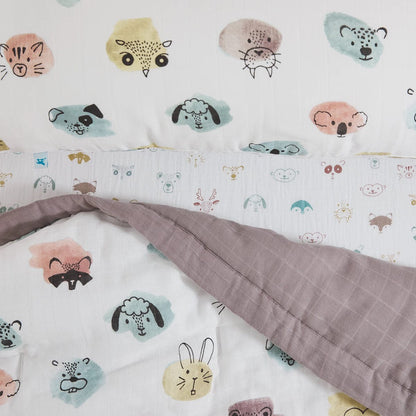 Little Unicorn Cotton Muslin Toddler Bedding 3 Piece Set - Watercolor Critters - UB3008