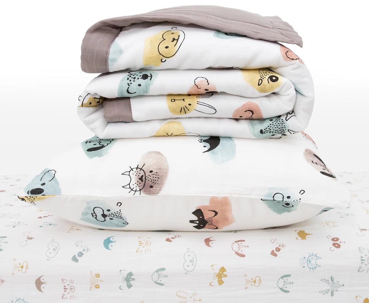 Little Unicorn Cotton Muslin Toddler Bedding 3 Piece Set - Watercolor Critters - UB3008