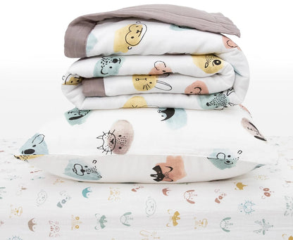 Little Unicorn Cotton Muslin Toddler Bedding 3 Piece Set - Watercolor Critters - UB3008