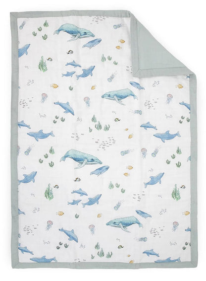 Little Unicorn Cotton Muslin Toddler Bedding 3 Piece Set - Whales - UB3009