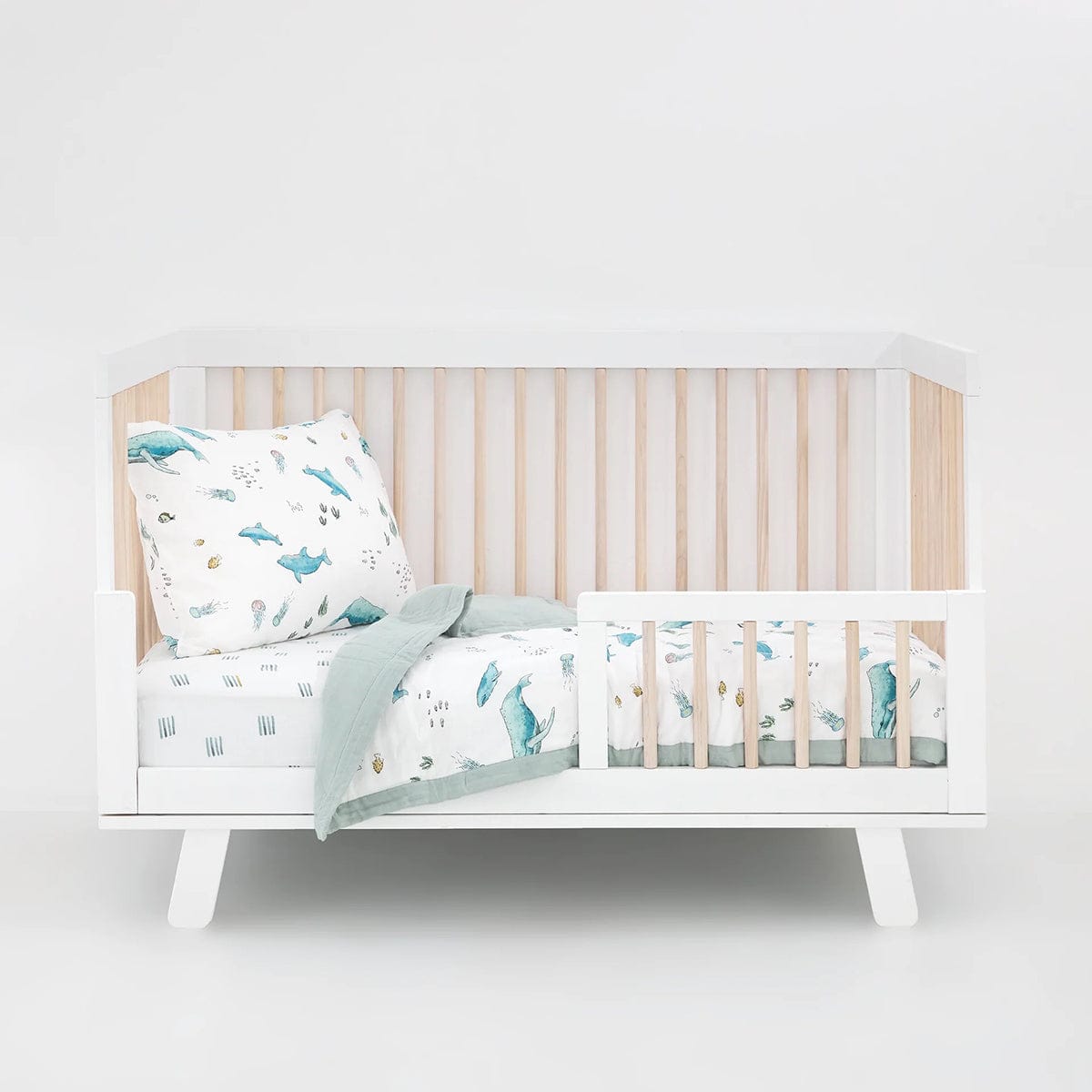 Little Unicorn Cotton Muslin Toddler Bedding 3 Piece Set - Whales - UB3009
