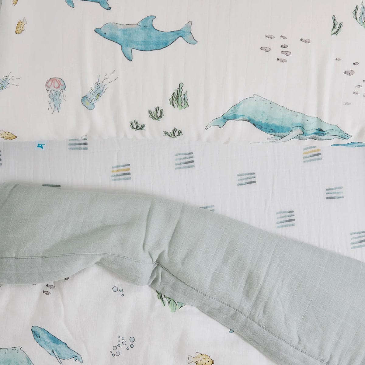Little Unicorn Cotton Muslin Toddler Bedding 3 Piece Set - Whales - UB3009