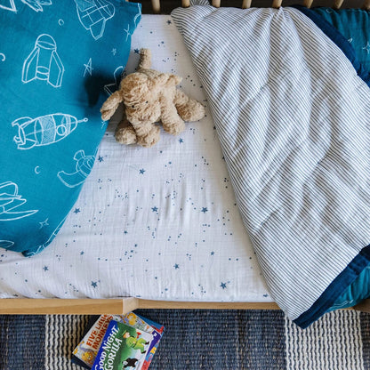 Little Unicorn Cotton Muslin Toddler Comforter - Blast Off - UB3105