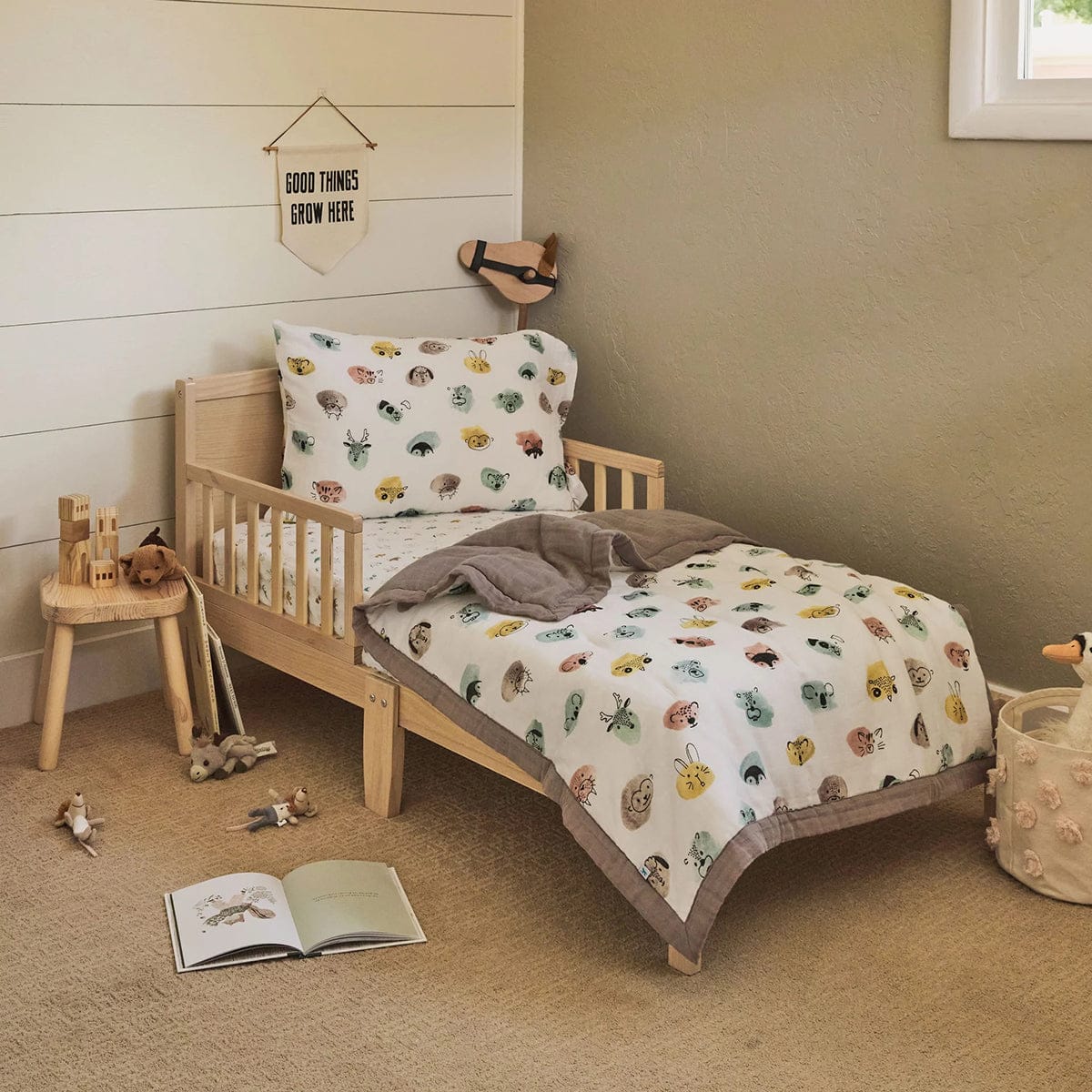 Little Unicorn Cotton Muslin Toddler Comforter - Watercolor Critters - UB3108