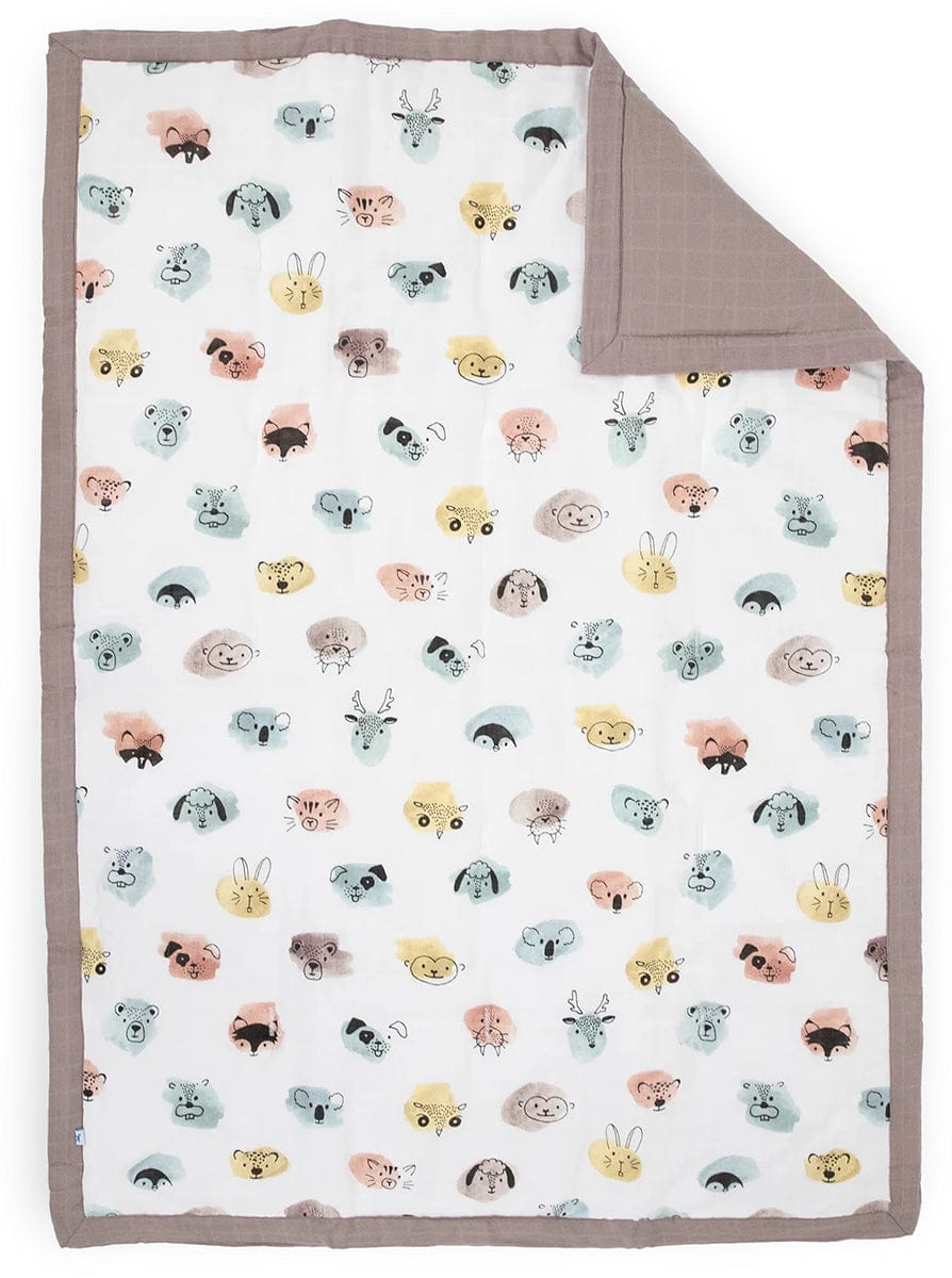 Little Unicorn Cotton Muslin Toddler Comforter - Watercolor Critters - UB3108