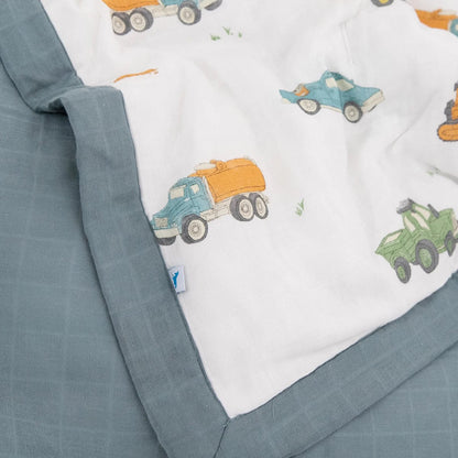 Little Unicorn Cotton Muslin Toddler Comforter - Work Trucks - UB3104