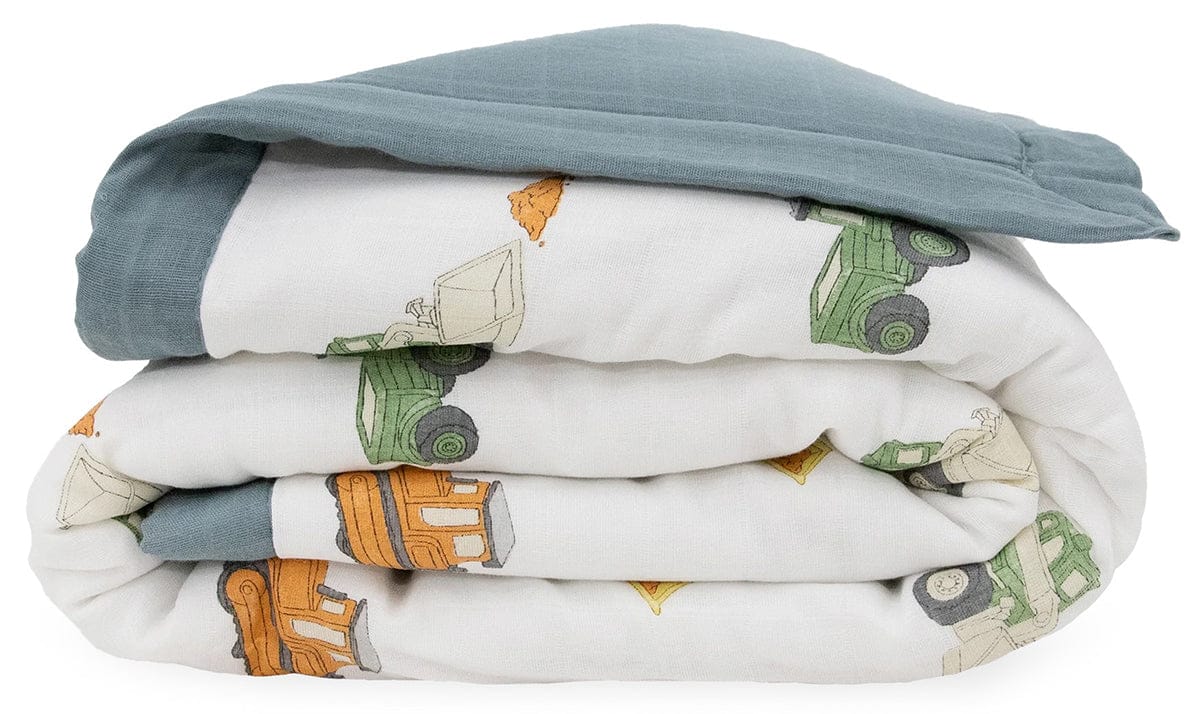 Little Unicorn Cotton Muslin Toddler Comforter - Work Trucks - UB3104