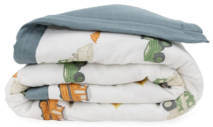 Little Unicorn Cotton Muslin Toddler Comforter - Work Trucks - UB3104