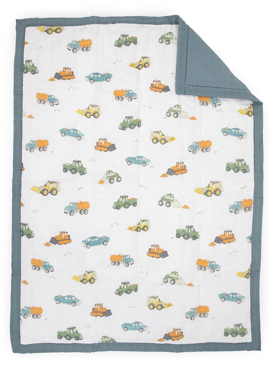 Little Unicorn Cotton Muslin Toddler Comforter - Work Trucks - UB3104
