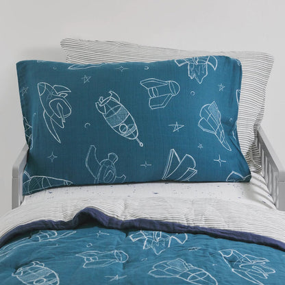 Little Unicorn Cotton Muslin Toddler Pillowcase, 2 Pack - Blast Off - UB3205