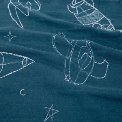 Little Unicorn Cotton Muslin Toddler Pillowcase, 2 Pack - Blast Off - UB3205