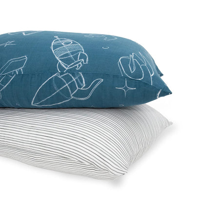 Little Unicorn Cotton Muslin Toddler Pillowcase, 2 Pack - Blast Off - UB3205