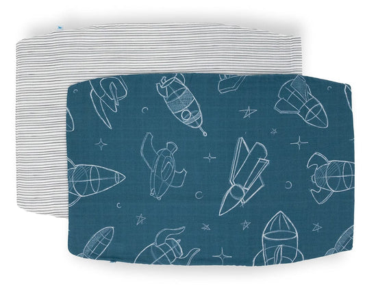 Little Unicorn Cotton Muslin Toddler Pillowcase, 2 Pack - Blast Off - UB3205