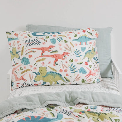 Little Unicorn Cotton Muslin Toddler Pillowcase, 2 Pack - Boho Dino - UB3210