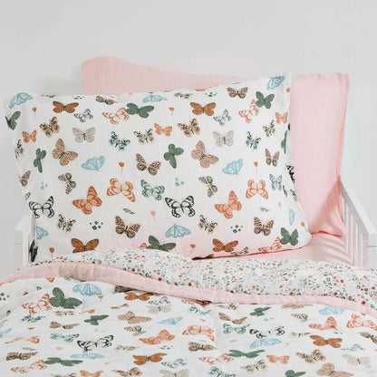Little Unicorn Cotton Muslin Toddler Pillowcase, 2 Pack - Butterflies - UB3202