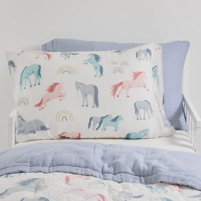 Little Unicorn Cotton Muslin Toddler Pillowcase, 2 Pack - Unicorns - UB3207