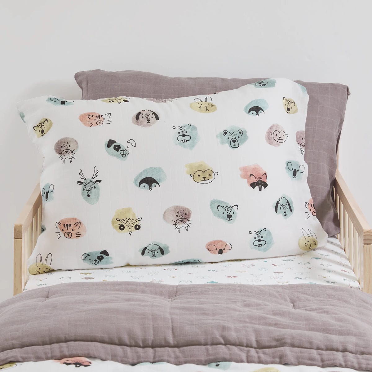 Little Unicorn Cotton Muslin Toddler Pillowcase, 2 Pack - Watercolor Critters - UB3208