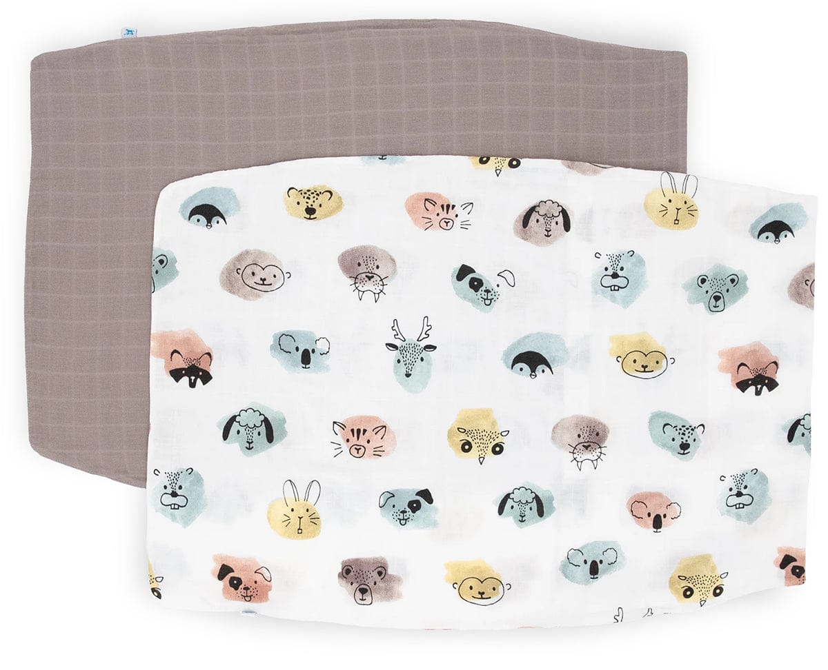 Little Unicorn Cotton Muslin Toddler Pillowcase, 2 Pack - Watercolor Critters - UB3208