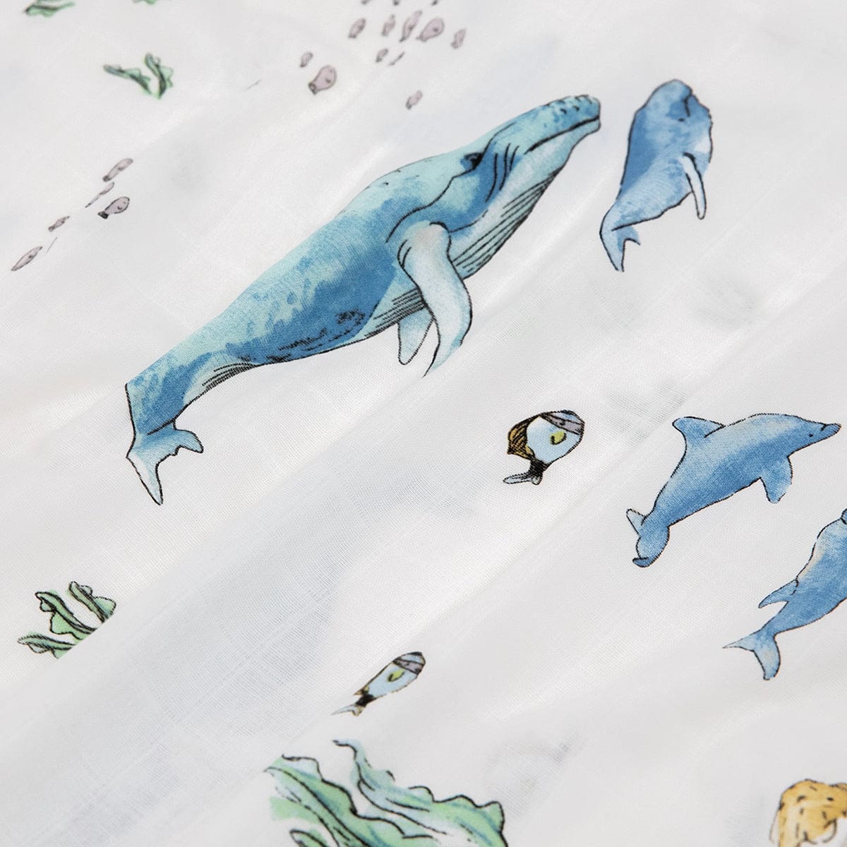 Little Unicorn Cotton Muslin Toddler Pillowcase, 2 Pack - Whales - UB3209