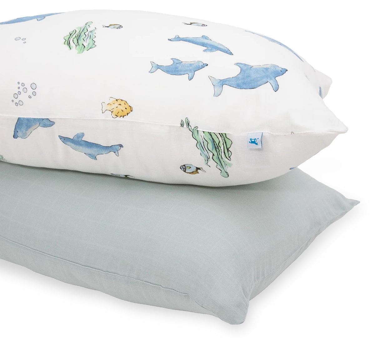 Little Unicorn Cotton Muslin Toddler Pillowcase, 2 Pack - Whales - UB3209