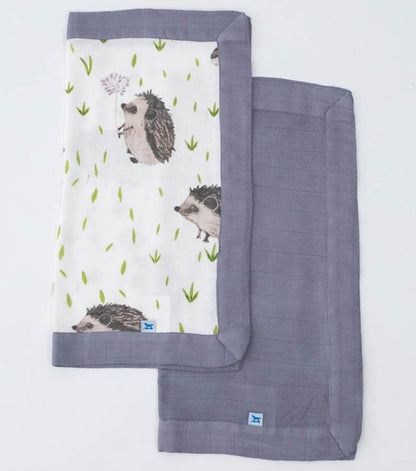 Little Unicorn Deluxe Muslin Security Blanket, 2 Pack - Hedgehog + Charcoal - UB0713