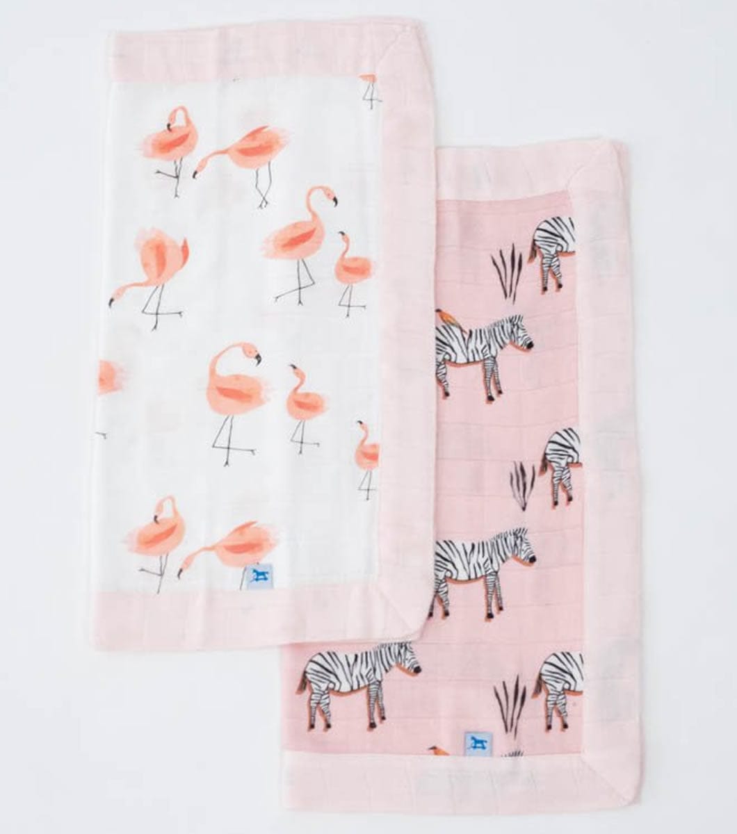 Little Unicorn Deluxe Muslin Security Blanket, 2 Pack - Pink Ladies + Zebra - UB0710