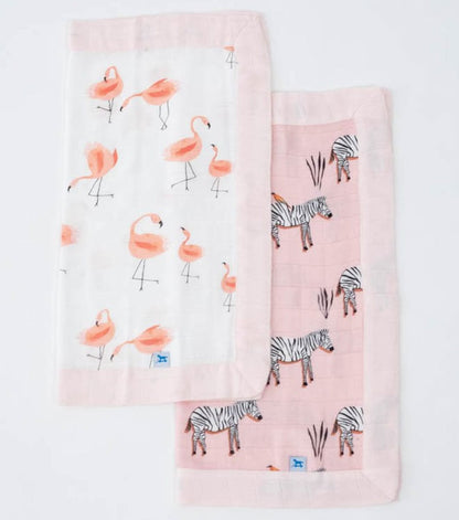 Little Unicorn Deluxe Muslin Security Blanket, 2 Pack - Pink Ladies + Zebra - UB0710