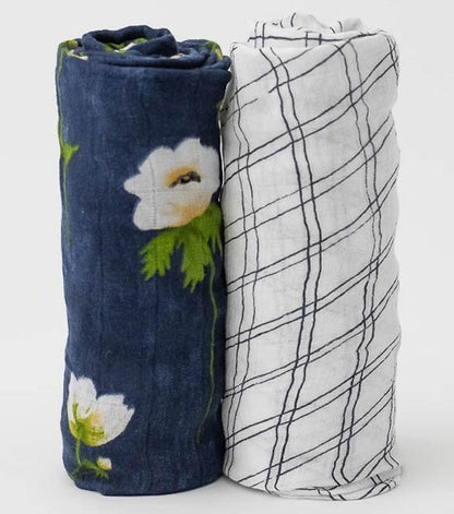 Little Unicorn Deluxe Muslin Swaddle 2 Pack White Anemone - UB0415