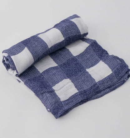 Little Unicorn Deluxe Muslin Swaddle - Blue Plaid - UB0533