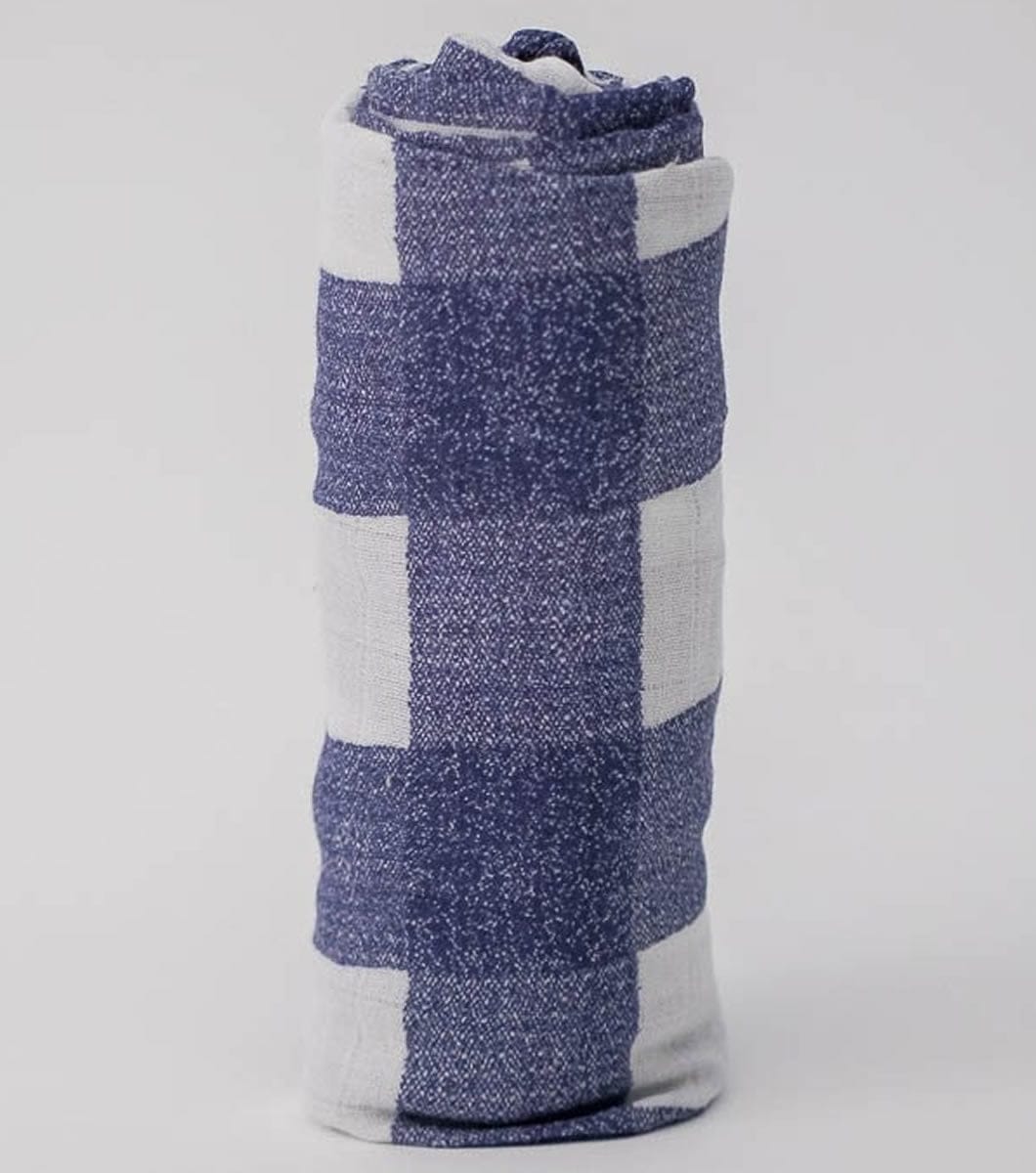 Little Unicorn Deluxe Muslin Swaddle - Blue Plaid - UB0533