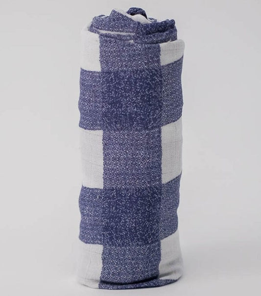 Little Unicorn Deluxe Muslin Swaddle - Blue Plaid - UB0533