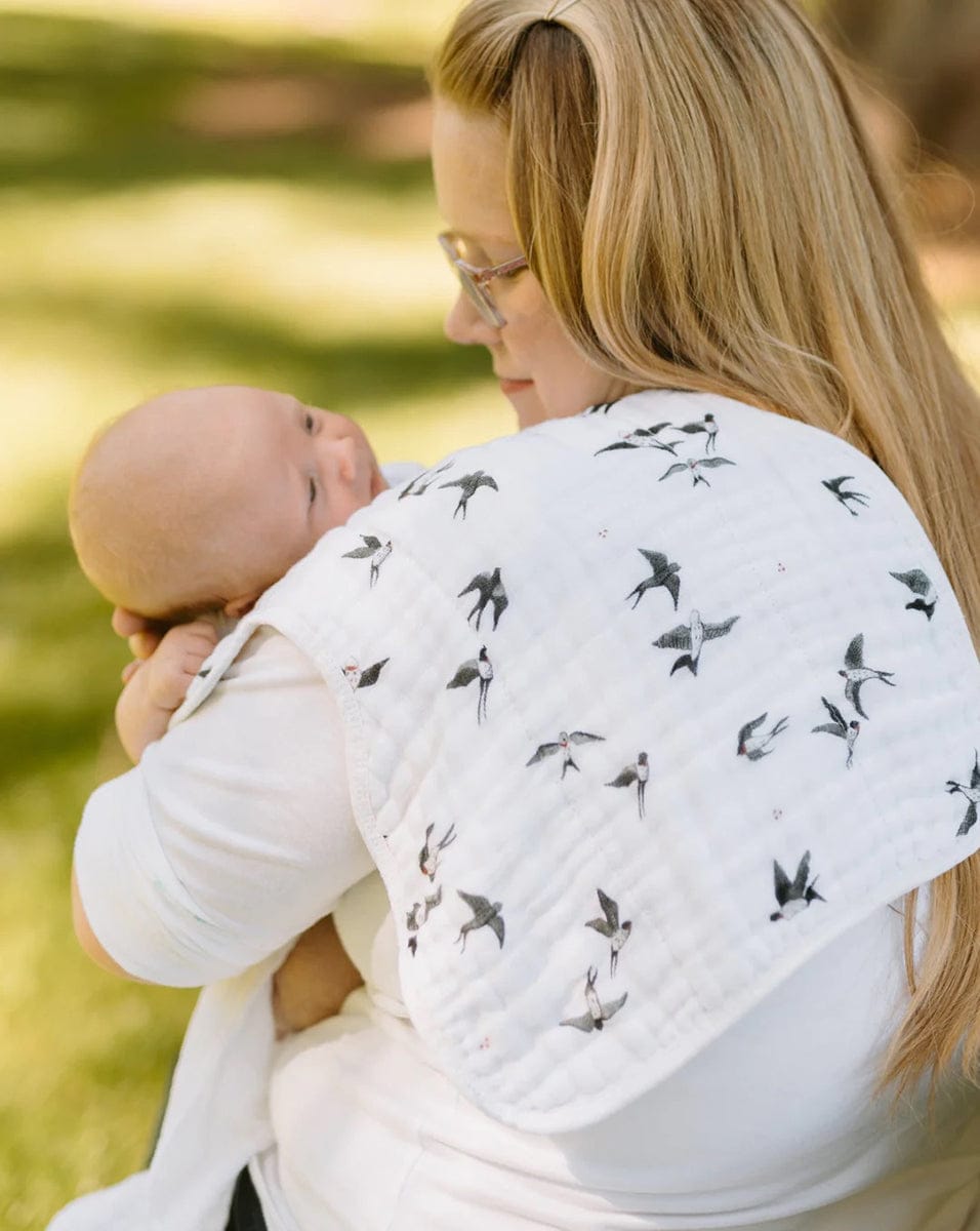 Little Unicorn Organic Cotton Muslin Burp Cloth, 2 Pack - Swallows + Wheat - UF0803