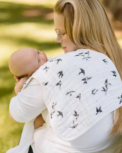 Little Unicorn Organic Cotton Muslin Burp Cloth, 2 Pack - Swallows + Wheat - UF0803