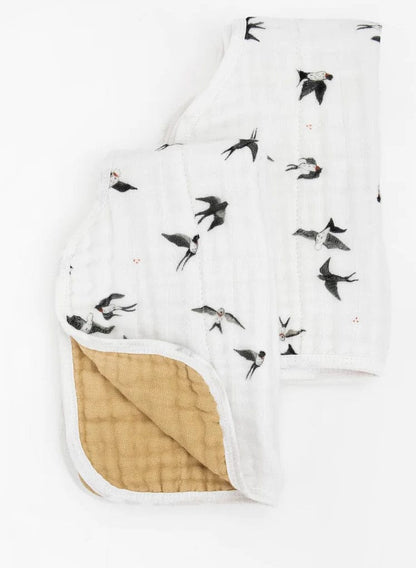 Little Unicorn Organic Cotton Muslin Burp Cloth, 2 Pack - Swallows + Wheat - UF0803